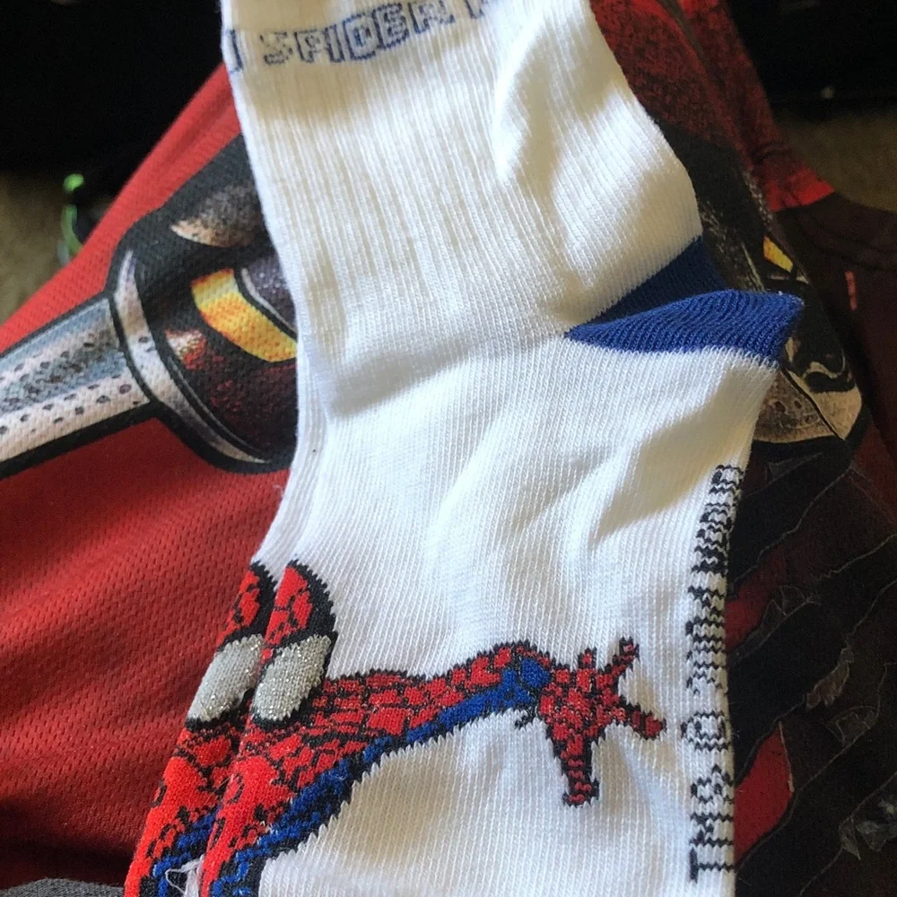 White Spider-Man Graphic Crew Socks - Men